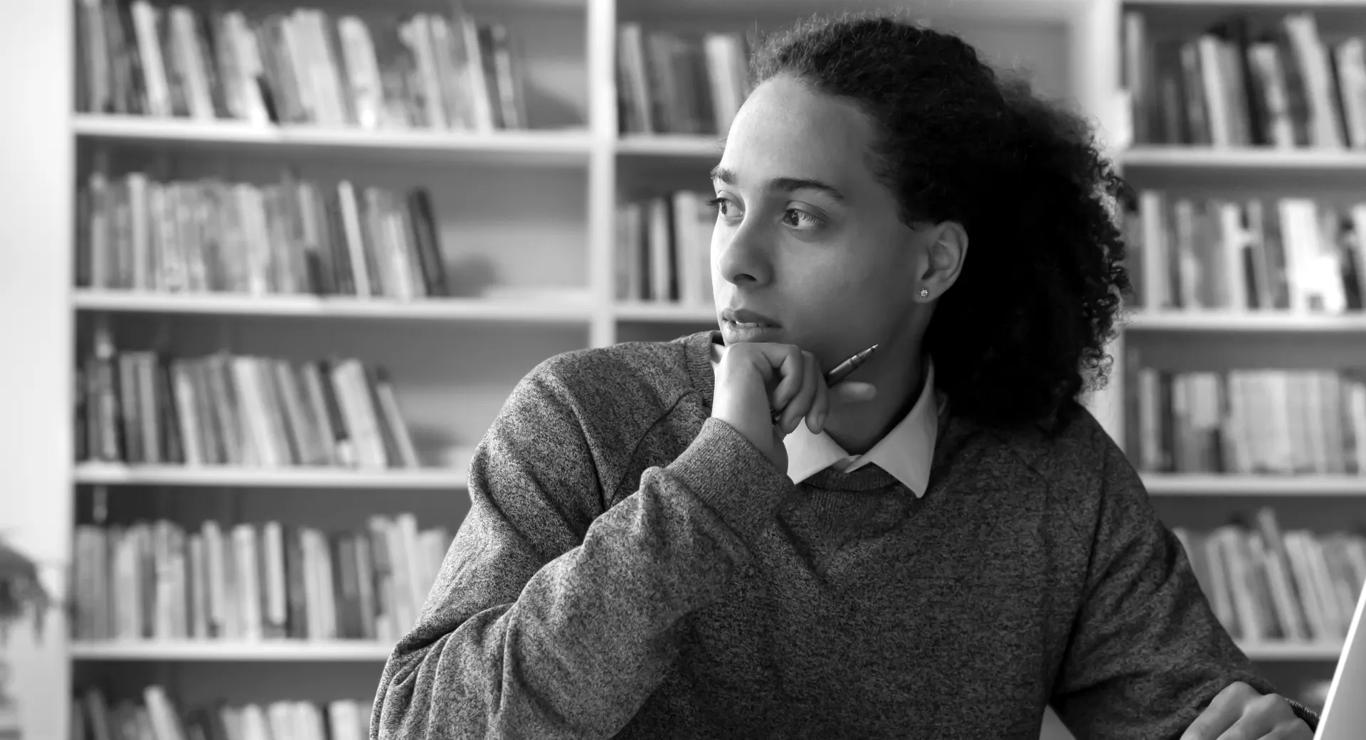 A student learning in a school library