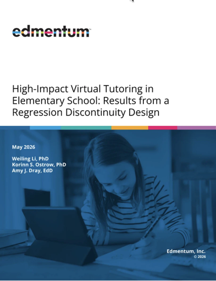 Cover of the study High-Impact Virtual Tutoring in Elementary School: Results from a Regression Discontinuity Design