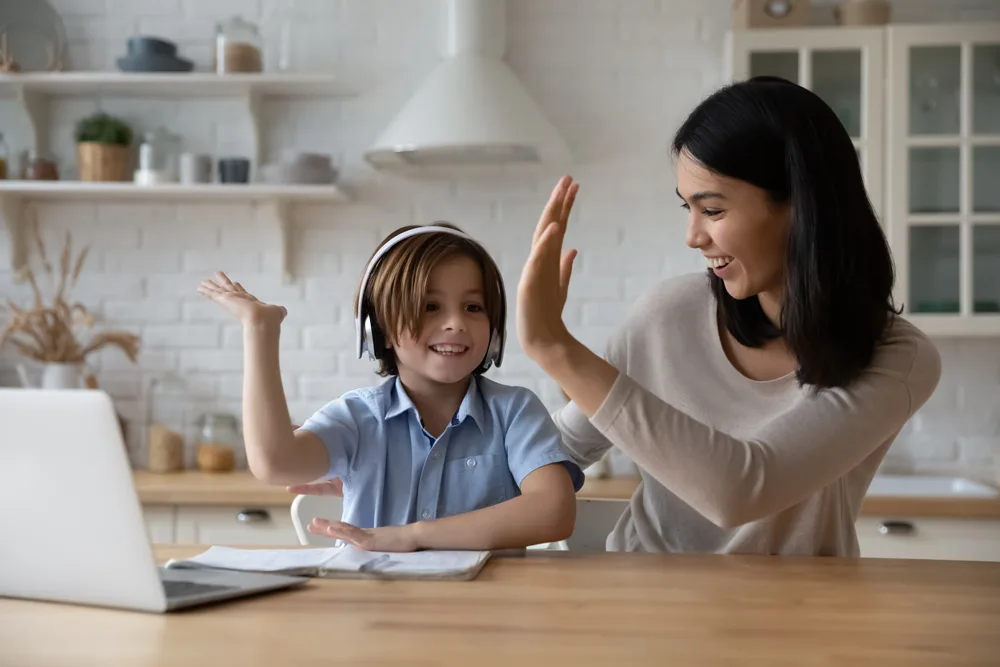 Elementary Homeschool Mom and Student High Five