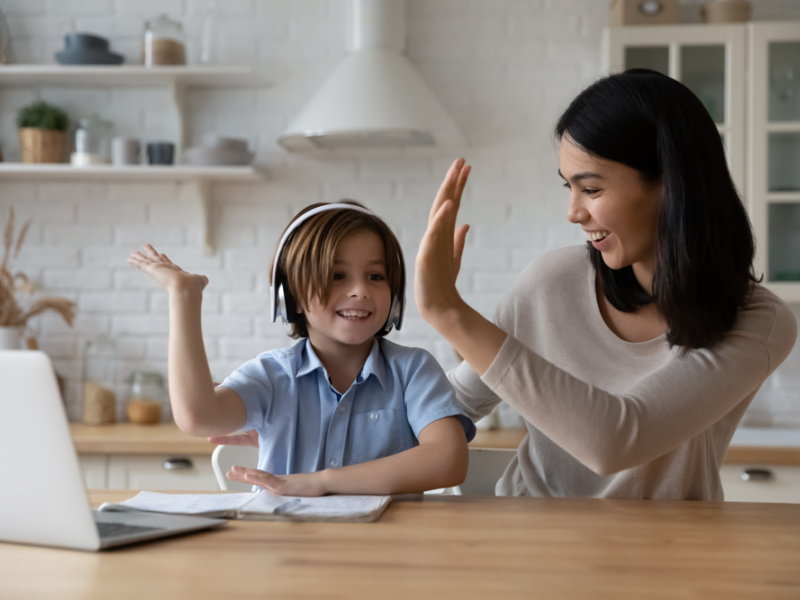 Elementary Homeschool Mom and Student High Five