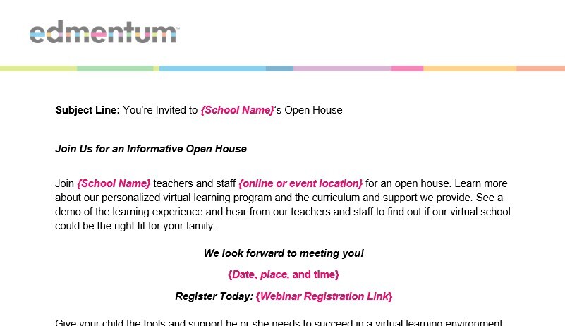 Open House Event Email