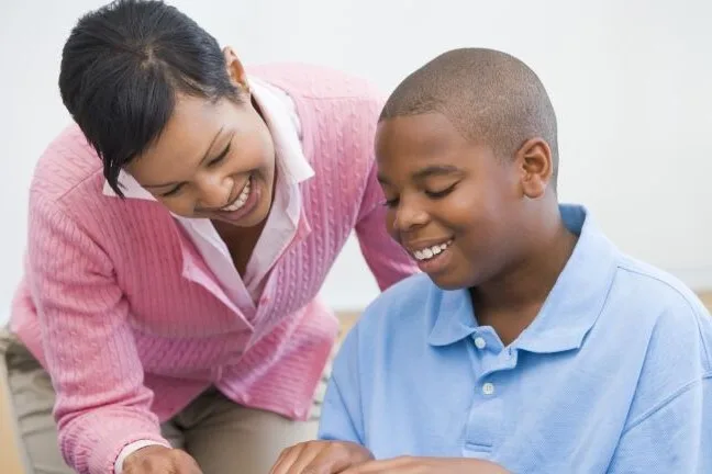 Middle school reading student