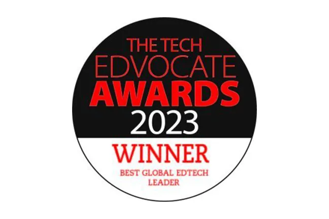 Tech Edvocate Award Seal 2023 Global Ed Tech Leader