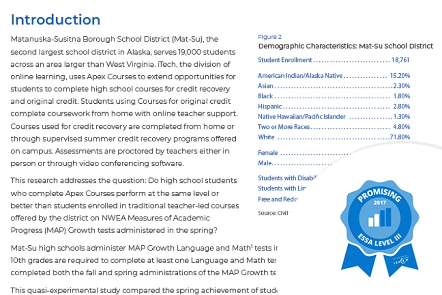 WEBD 40 ESSA apex learning courses and map growth
