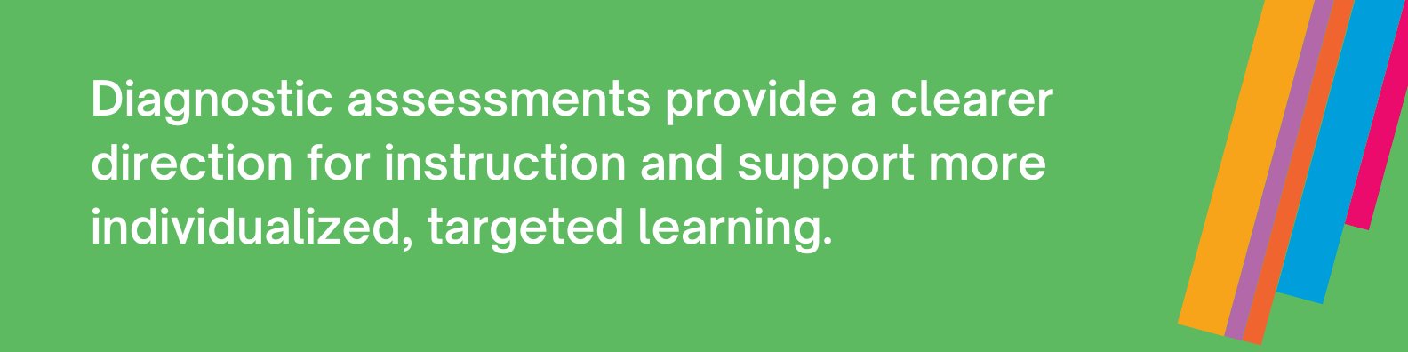Diagnostic assessments provide a clearer direction for instruction and support more individualized, targeted learning.