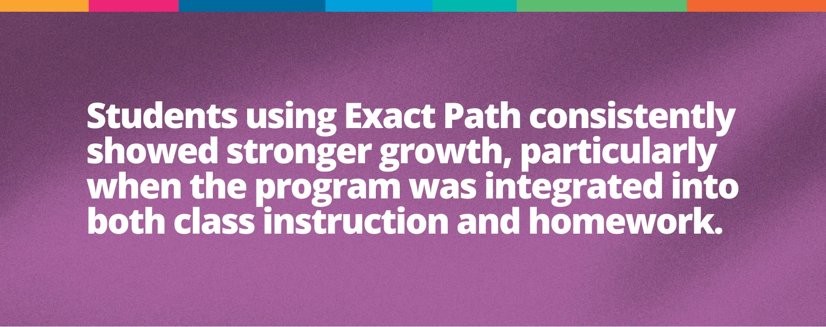 Results: Students using Exact Path consistently showed stronger growth, particularly when the program was integrated into both class instruction and homework.