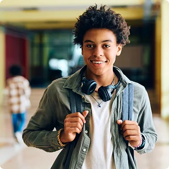 Student and Backpack