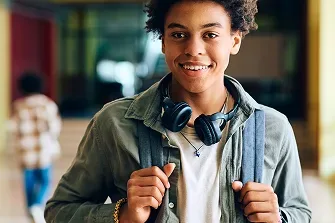 Student and Backpack