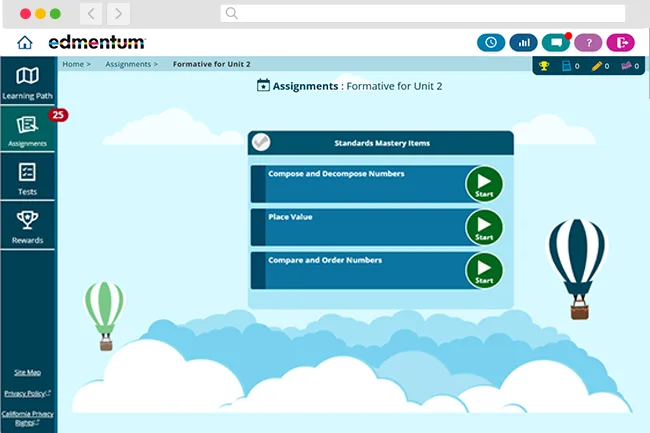 WEBD 53 Standards Mastery Webpage Homescreen