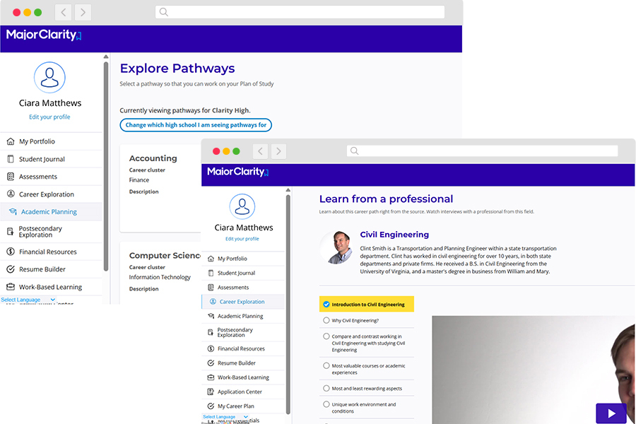 Major Clarity Screenshots Webpage