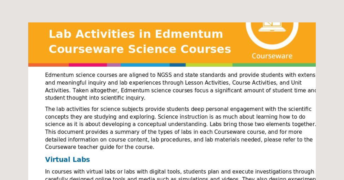 Science Labs in Edmentum Courseware Edmentum